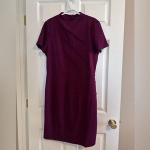 Maroon Maggy London Mock Neck Short Sleeve Sheath Dress